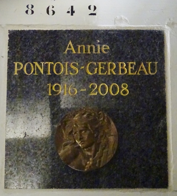 PONTOIS-GERBEAU Annie (1916-2008) op Père Lachaise