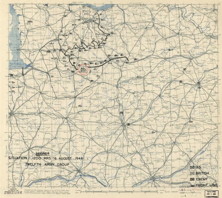 1 Infantry Division (USA) to eight miles northeast of Domfront