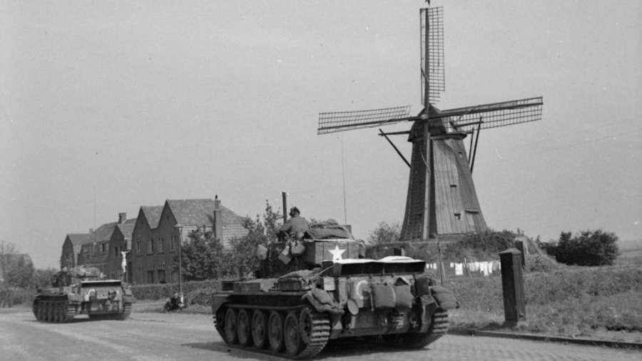 Geallieerde grondtroepen op weg naar Nijmegen