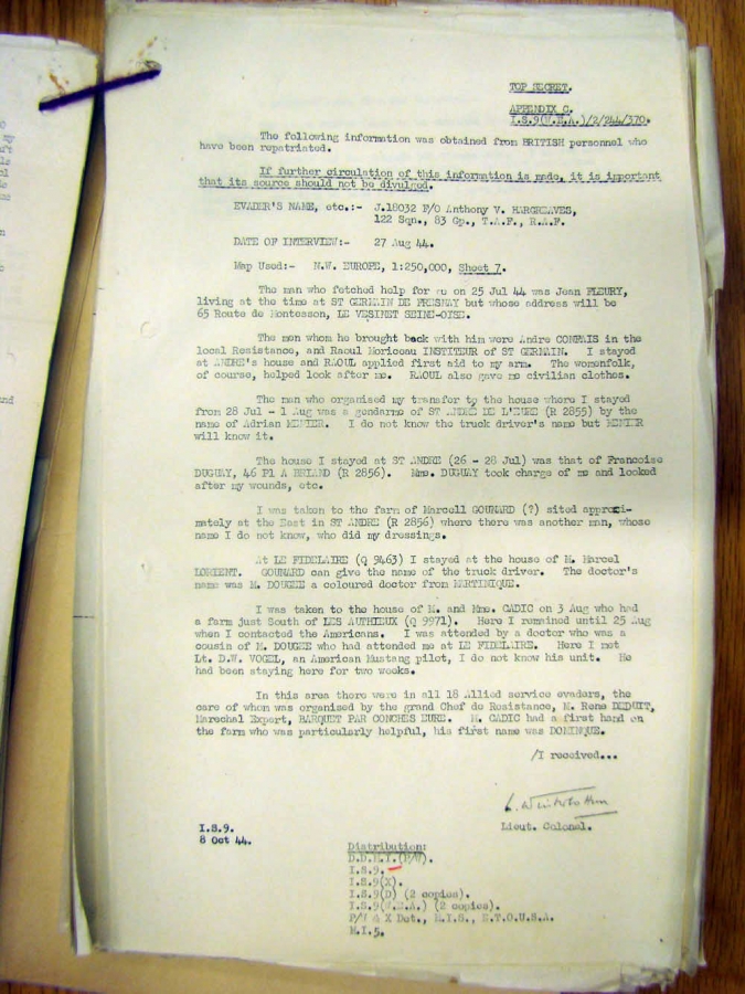 Flight of Mustang III FB107 and Flying Officer A V Hargreaves on 1944-07-25