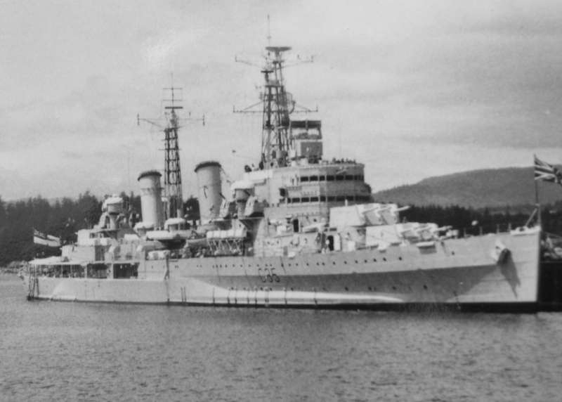 HMS Belfast (C35) before the coast of Normandy Day 2