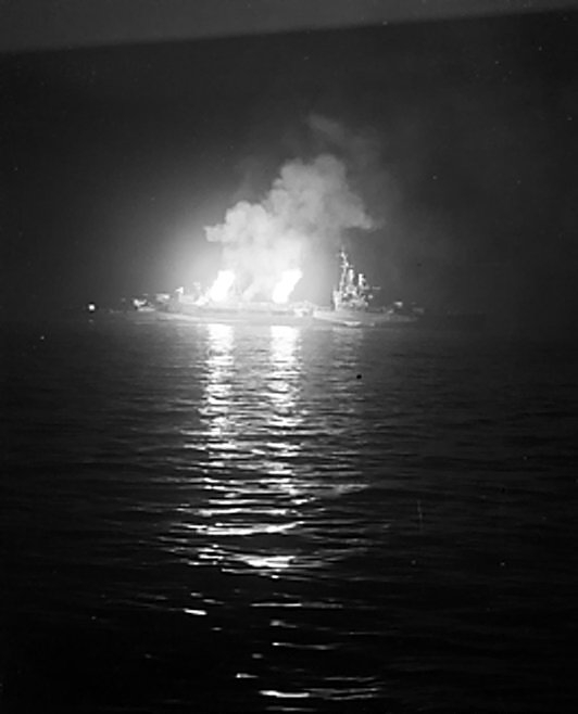 HMS Belfast (C35) before the coast of Normandy Day 9